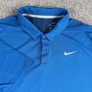 Nike Golf Breathe Textured Dri-FIT Polo Shirt Mens Blue Micro Dot Size XL